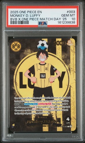 2025 ONE PIECE PROMOS BVB X ONE PIECE MATCH DAY 2025 #003 MONKEY D. LUFFY PSA 10