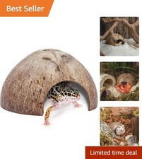 Eco-Friendly Coconut Shell Hideouts, 2 Pack for Comfortable Reptile Habitats