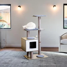 Cat Tree Tower 46.5" STURDY Activity Center Large Playing House Condo For Rest
