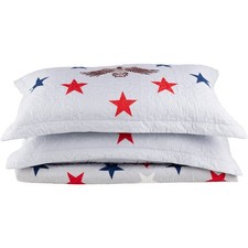 Patriotic Star Quilt Bedding Set Bedspread and Pillow Shams, Stars