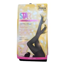 Spanx Star Power Center Stage Sz A Patterned Shaping Tights Ribbed Row Black