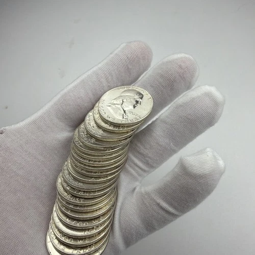BU 1963-D 90% SILVER FRANKLIN HALF DOLLARS - ROLL OF 20 - $10 FACE VALUE