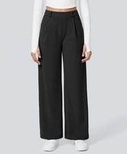 Halara Flex High Waisted Pocket Straight Leg Work Pants Black Women  s Size Large