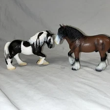 2 Vintage Schleich Horse Figurine Toys RARE Walking Clydesdale