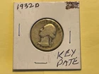 1932-D Washington Quarter - Key Date 90 % Silver Low Mintage Low Start See Pics