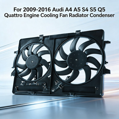 For 2009-2016 Audi A4 A5 S4 S5 Q5 Quattro Engine Cooling Fan Radiator Condenser