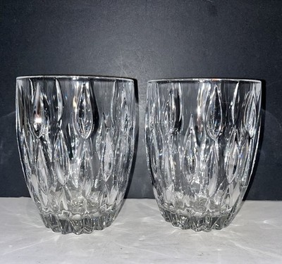 2 - Waterford Marquis Rainfall Crystal 4 3/8 Double Old-Fashioned Glasses 10 oz