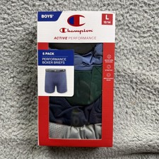 Champion Boxer Briefs Boys Large 12-14 Multicolor 5 Pack Moisture Wicking