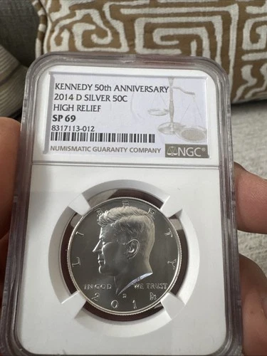 Kennedy 50Th Anniversary 2014 D Silver $.50 High Relief NGC Sp69