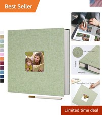 Large Photo Album Self Adhesive for 4x6 8x10 10x12 Pictures Linen Scrapbook A...