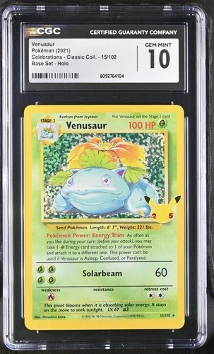 HOLO BLEED CGC 10 VENUSAUR 15 CELEBRATIONS CLASSIC COLLECT. POKEMON GEM MINT BM