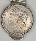 1880-O - Morgan Silver Dollar - Money Clip - "Howdy Podner" Las Vegas - 🎰🤠💲