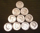 1964-D Kennedy Half Dollars 90% Silver  (1/2 Roll) -10 coins - $5 face - UNC BU?
