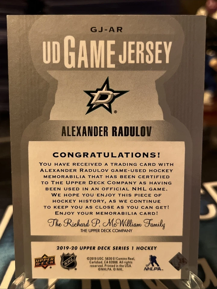 Alexander Radulov 2019-20 UD Game Jersey Relic UD-AR Stars - Image 2 of 2