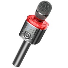 Karaoke Microphone Bluetooth Wireless Mic with Magic Sound LED Light Portable