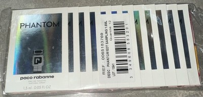 Paco Rabanne Phantom Eau De Toilette 0.05 Oz 12x Vials Sample Sprays