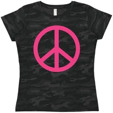 Inktastic Pink Peace Sign Women's T-Shirt Symbol Environment Conservation Cute