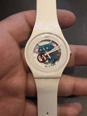 Unisex Swatch Watch New Gent White Lacquered SUOW100 Swiss Watch C201