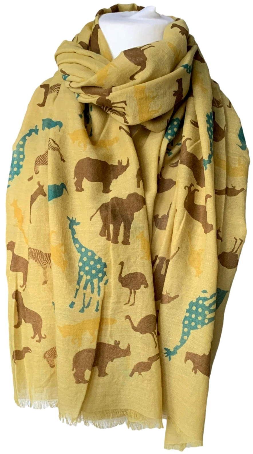Elephant Scarf Ladies Rhino Zebra Ostrich Giraffe Elephants  Penguin Yellow New