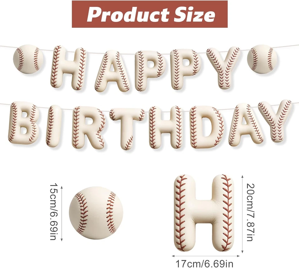 Banner de Cumpleaños Deportivo, Tema Deportivo 3D Feliz Cumpleaños Banner Decoración Divertido Balón Foto 2 de 4