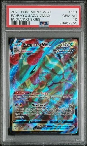 RAYQUAZA VMAX #111 PSA 10 • 2021 Evolving Skies Full Art FA Ultra Rare Pokemon