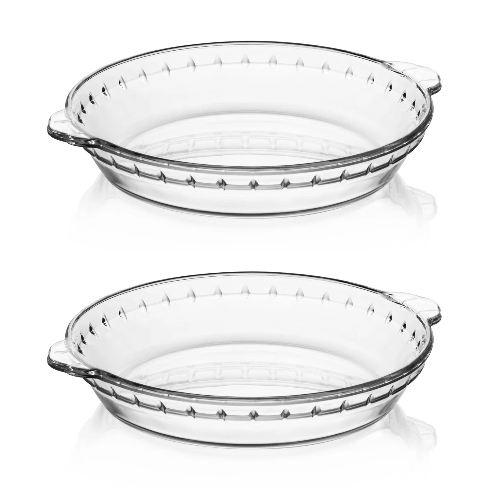 Glass Pie Pan for Baking(2 pack), 9.5 Inches Round Baking Dish for Dinner, No...