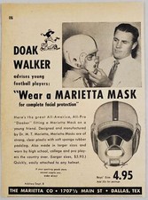 1955 Print Ad Marietta Mask for Football Helmet Doak Walker All-Pro Running Back