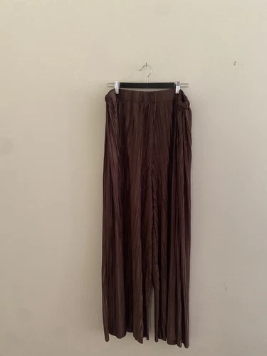 You And All Plus Size 22 Brown Crinkle Long Sleeve Top Pants Coordinate Set  - Picture 7 of 9