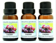 3 Cherry 1/2oz Premium Grade Scented Fragrance Oil Crazy Candles