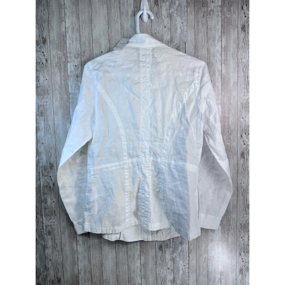J.Mclaughlin NWT 100% Linen Vista Jacket S Womens White Enamel ButtonPockets - Image 2 of 4