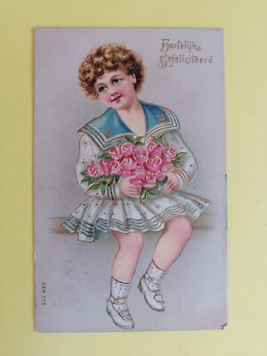 Ancienne Carte Postale Fantaisie Gaufrée - Fleurs Marguerites Stylisées Pailletées - France 1900