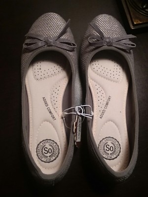 Ballerines SO Kohls Femme Gris Et Rayures Blanc Taille 5.5 US - Neuf Sans Boîte