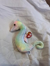 TY NEON The Seahorse Beanie Baby 1999 With Tag Errors  Holo Tush Tag - Mint