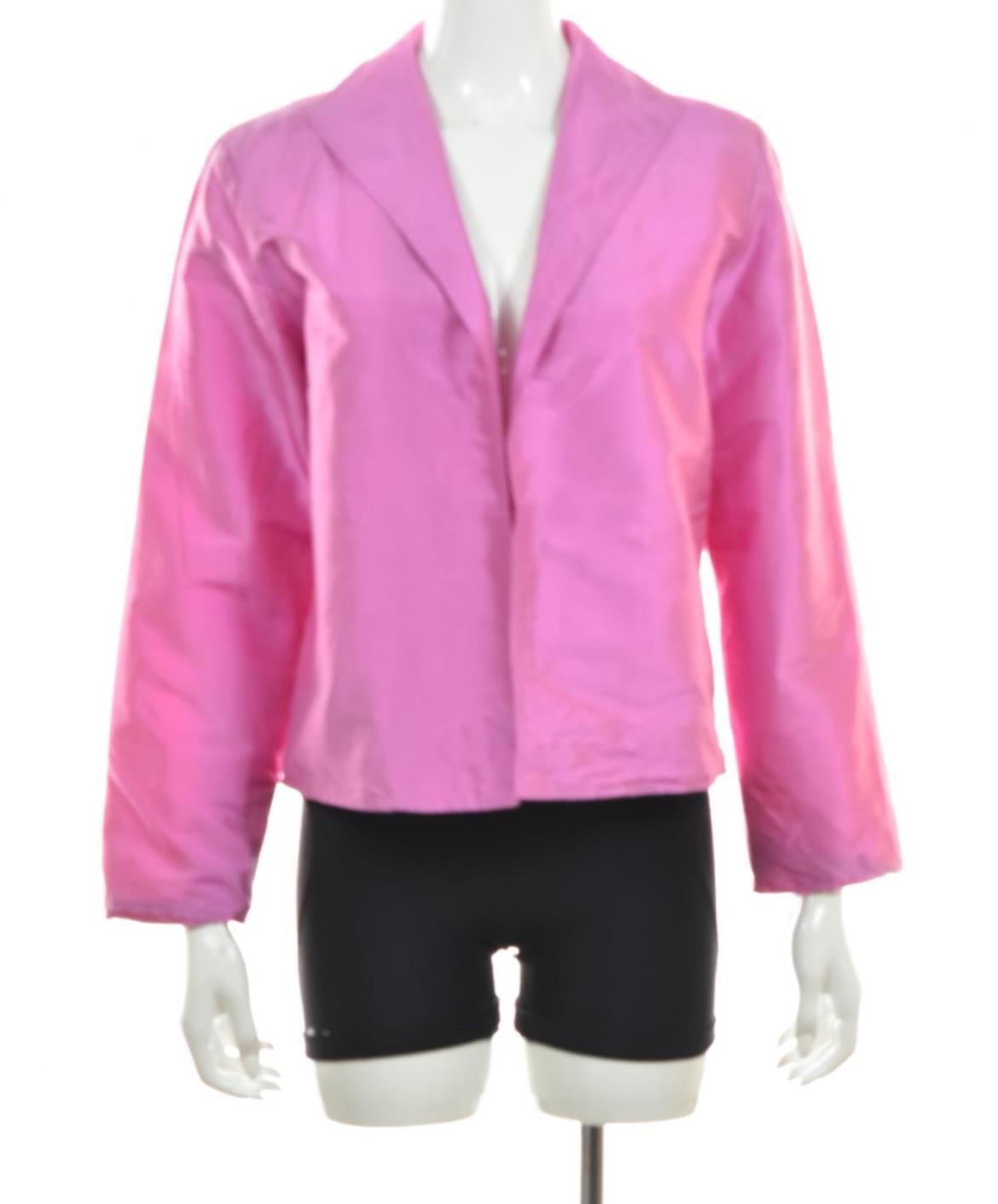 Giacca donna pony dipinta taglia M rosa tinta unita basic manica lunga seta