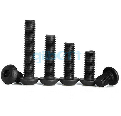 M3 M4 M5 M6 Length 6mm-50mm Black Carbon Steel Hex Socket Round Screws Bolts