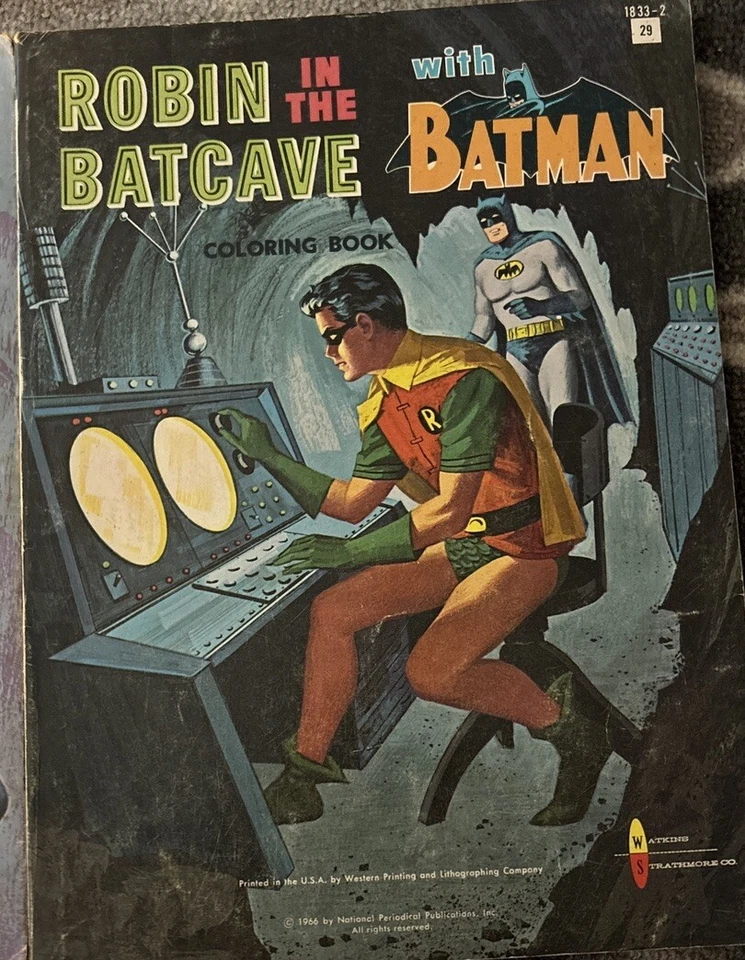 3 libros para colorear Whitman Batman 1966 Batman Vroom Scree y Robin Bat Cave raros Foto 4 de 4