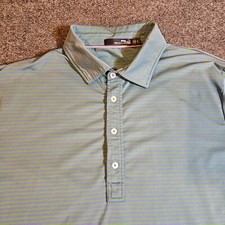 RLX Ralph Lauren Shirt Men Size Large Green Golf Stripe Performance Polo Stretch