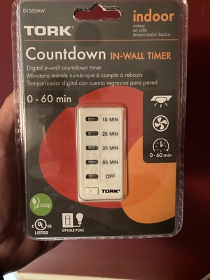 TORK D1060MW  120-Volt 10, 20, 30, 60-Minute Electronic Auto Off In-Wall Timer