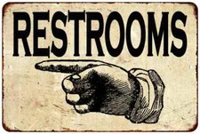 Restrooms Left Vintage Retro Reproduction Gift 8x12 Metal Sign 108120067085