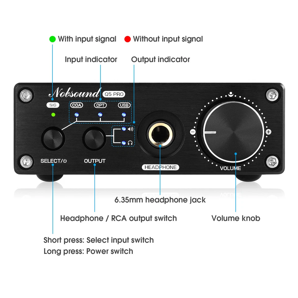 Mini Dual ES9038Q2M USB DAC D/A Audio Converter COAX/OPT Headphone Amplifier - Image 2 of 4