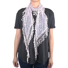 Lace Scarf Long Melon Seed Fringe Tassel Sheer Tear Drop Floral Embroidery