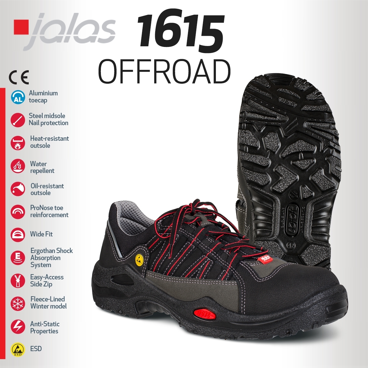 JALAS 1615 E-Sport Low-Cut Safety Shoes Water-Repellent Work Sneakers Men’s 13 Amazon.com: Jalas 1615 E-Sport Safety shoe, size 37  main image 3