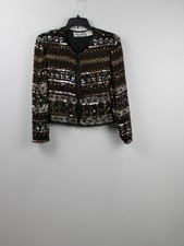 Vintage Night Vogue Cropped Beaded Silk Jacket Womens Size M