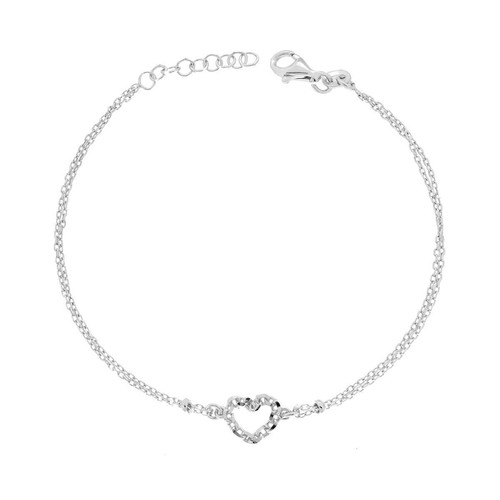 Bracciale Bicolore con Elementi Lucidi e Diamantati Oro 375