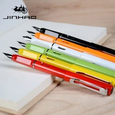 6pcs Jinhao 599-A Smooth Plastic China Fountain Pen Fine Nib 0.5mm Writing Gift