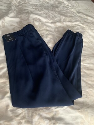 M&S Marks & Spencer Ladies Elasticated Tapered Harem Trousers Size 14R Blue BNWT