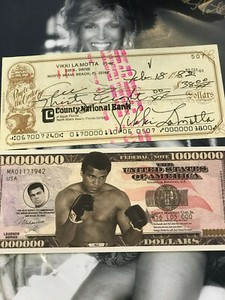 VIkki La Motta auto Signed Autographed Check Jake LaMotta's Wife