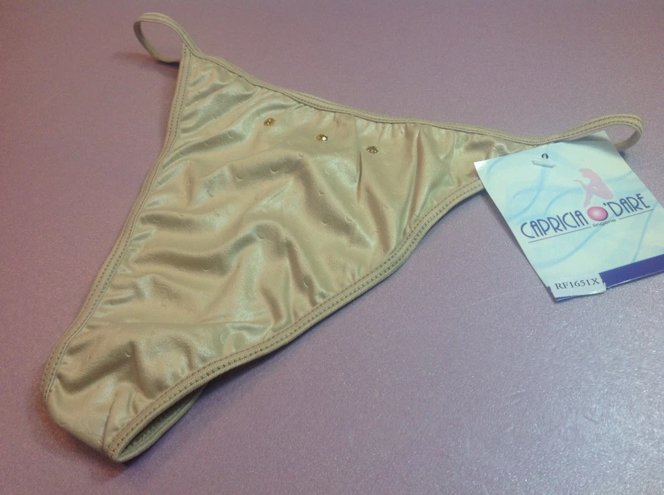 Bragas, Tangas Mujer "CAPRICIA O'DARE" Talla 10 Beige Cuero Look con Decoraciones Foto 2 de 4
