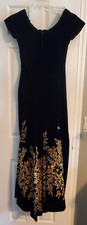 VTG Size 8 Jessica McClintock Formal Prom Dress Black Velvet Bow  Gold Glitter