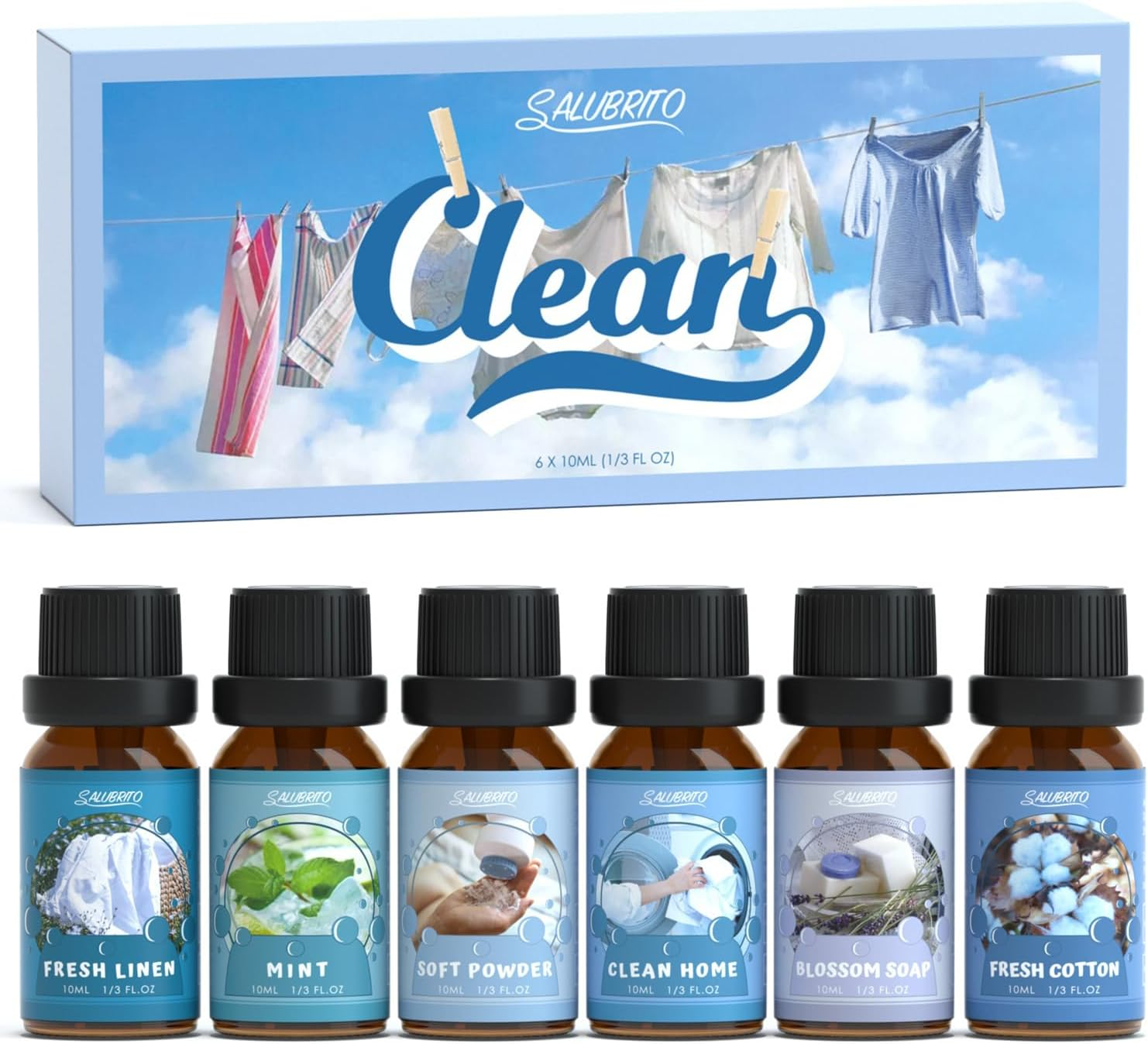 Clean Fragrance Oils Set, Premium Essential Oils Set for Diffuser, Candle, Soap